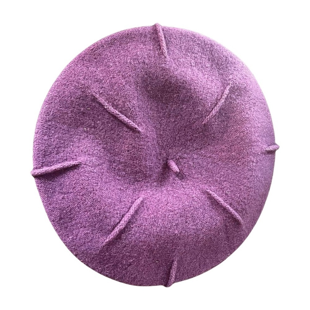 Vintage Wool Purple Beret | Sculpted Panel Detail | Classic French Style